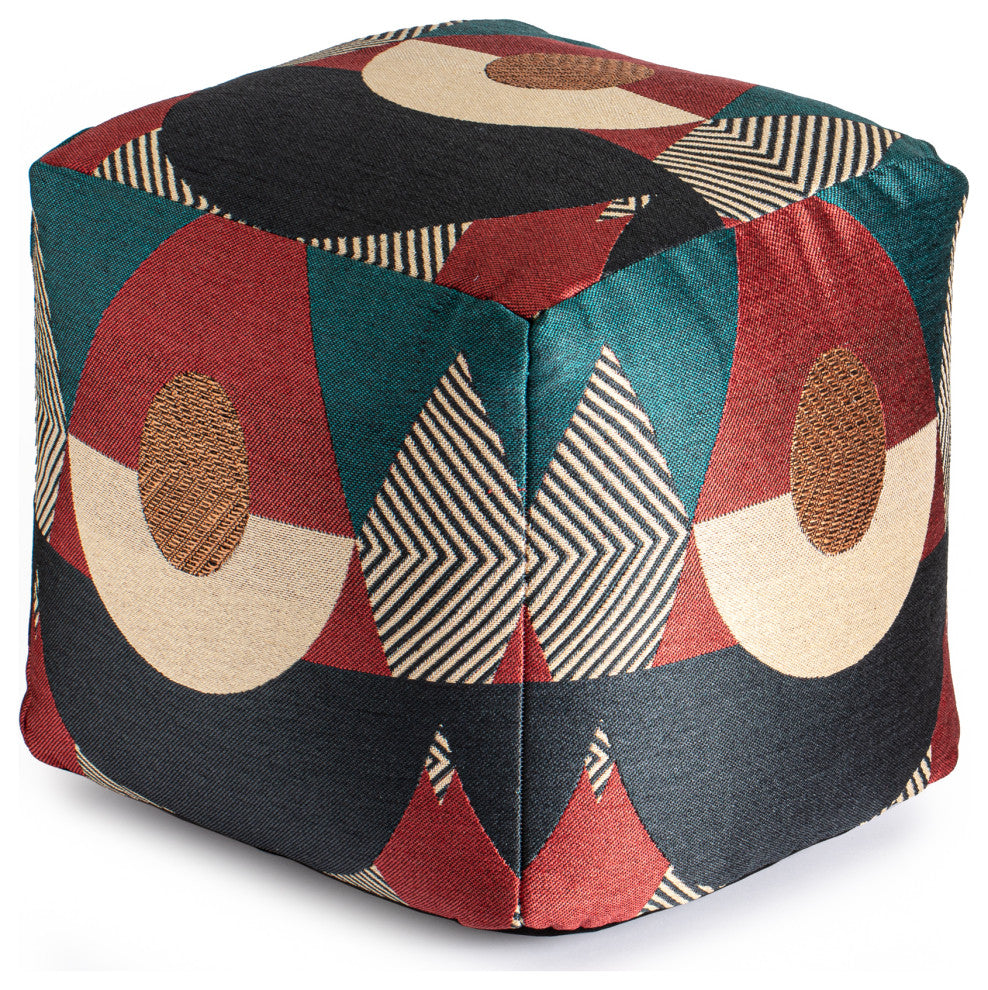 Martinique Red 18" x 18" x 18" Multicolor Pouf