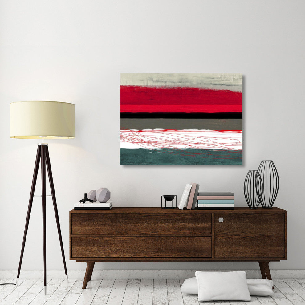 "Abstract Stripe Theme Red Grey And White" Fine Art Print