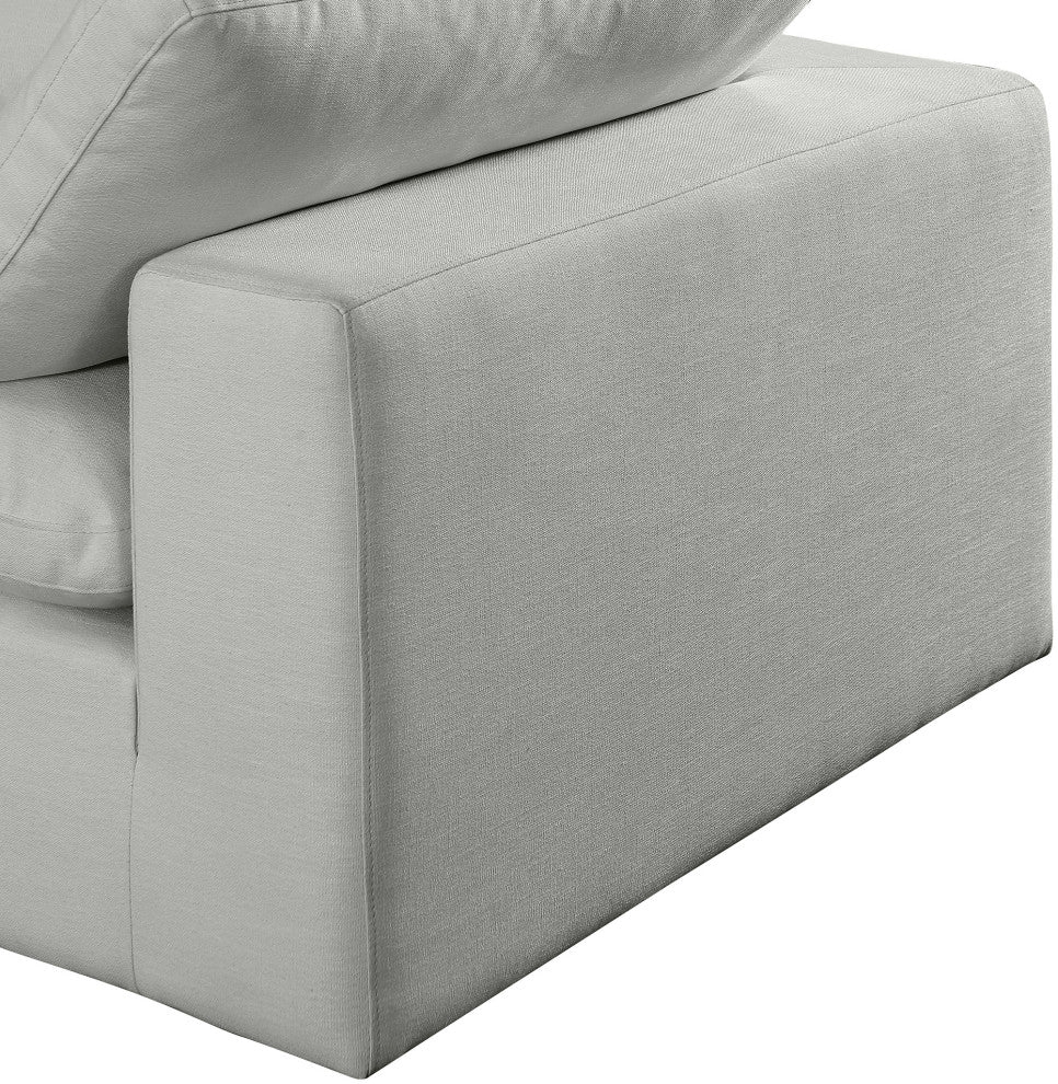 Comfy Upholstered Modular Sofa, Grey, 3-Piece: 1 Armless Chair, 2 Corner Chair, Linen Textured Fabric