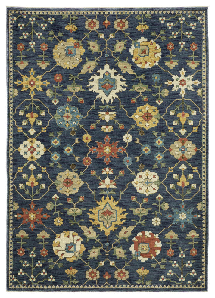 Fabienne Oriental Floral Indoor Area Rug, Blue, 5'3"x7'6"