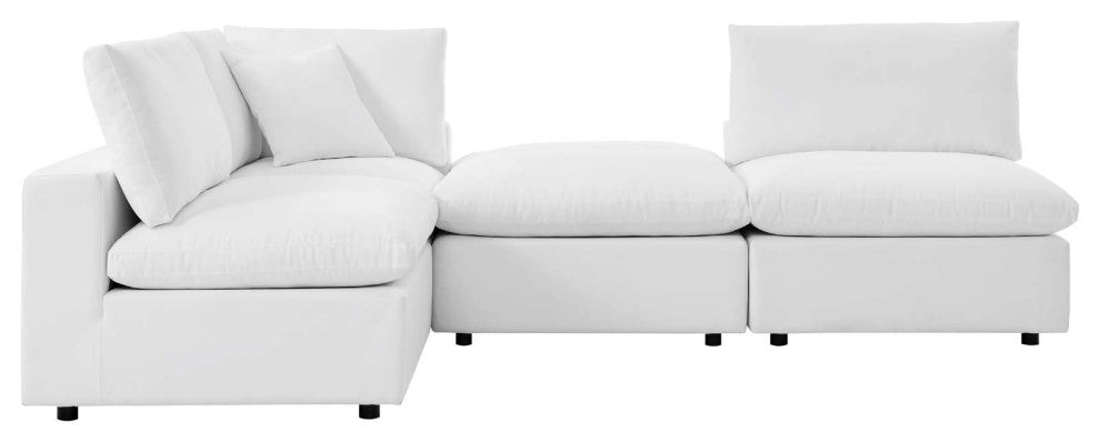 Modular Lounge Sectional Deep Sofa Chair Set, Sunbrella, White, Modern, Outdoor