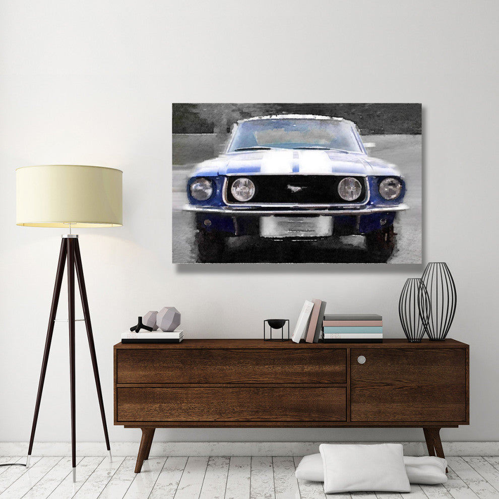 "1968 Ford mustang Front End Watercolor" Fine Art Print