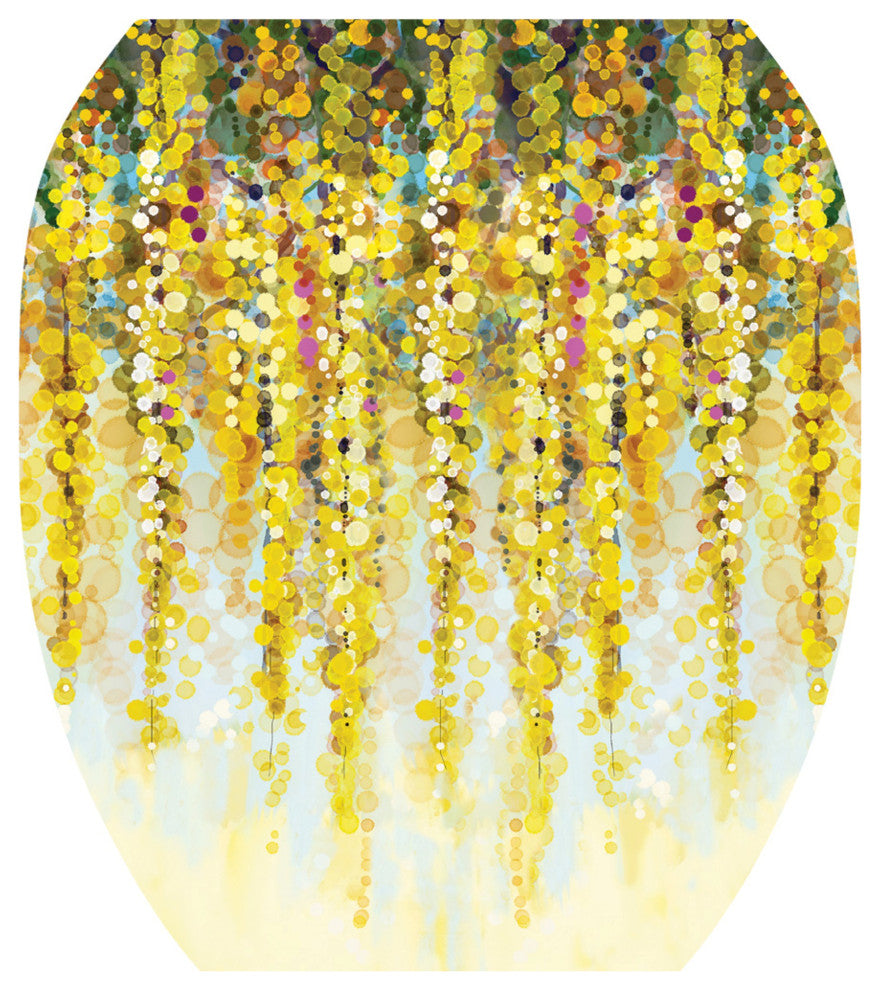 Weeping Saffron Toilet Tattoos Seat Cover, Vinyl Lid Decal, Mod Bathroom Decor, Elongated