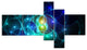Blue Glowing Bubbles Time, Abstract Wall Art Canvas, 60"x32", 5 panels
