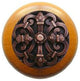 Chateau Wood Knob, Antique Brass, Maple Wood Finish, Antique Copper