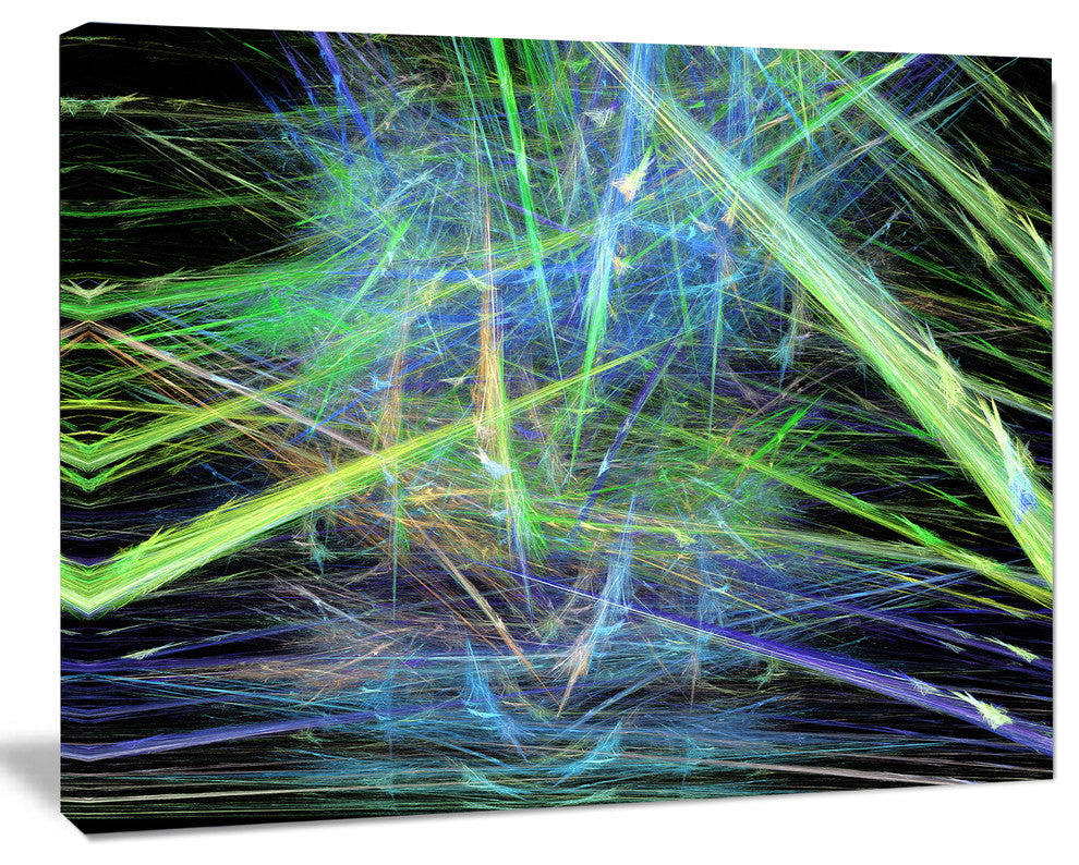 Green Blue Magical Fractal Pattern, Abstract Canvas Wall Art, 20x12