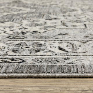 Callum Compass Medallion Grey/Ivory Fringe Edge Rug 3'3" x 5'