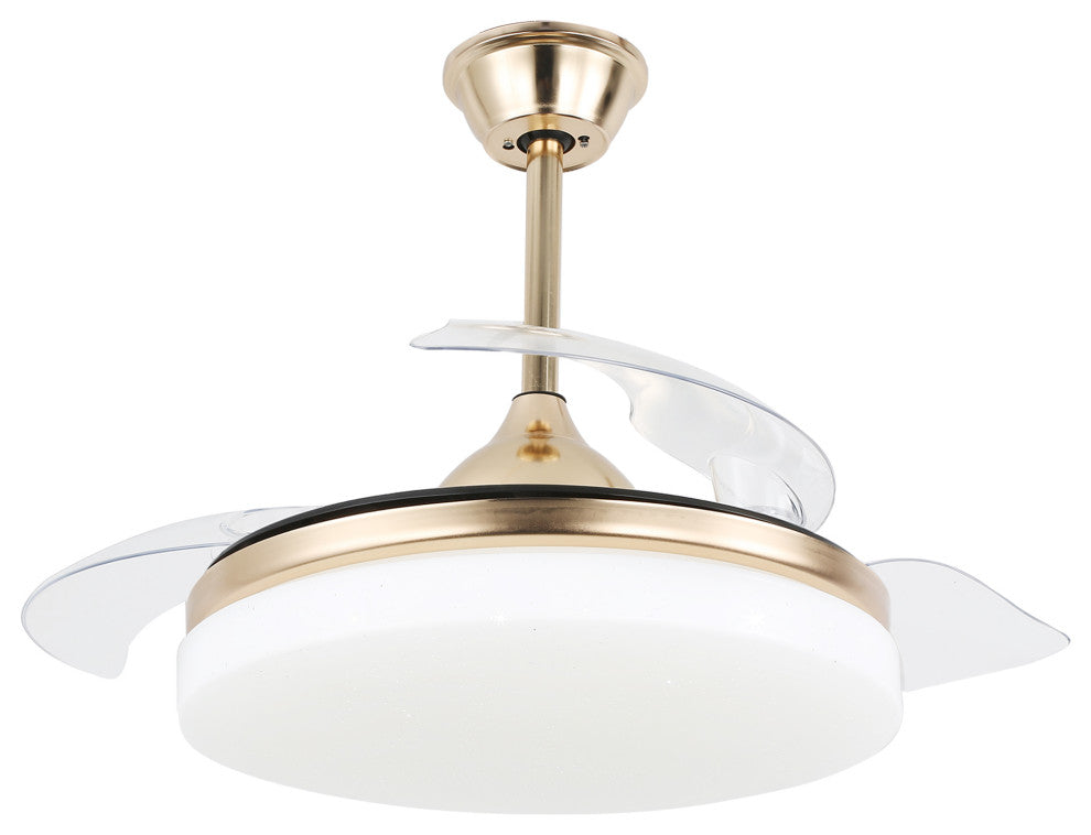 3-Blade LED Ceiling Fan With Remote Control and Light Kit, Gold
