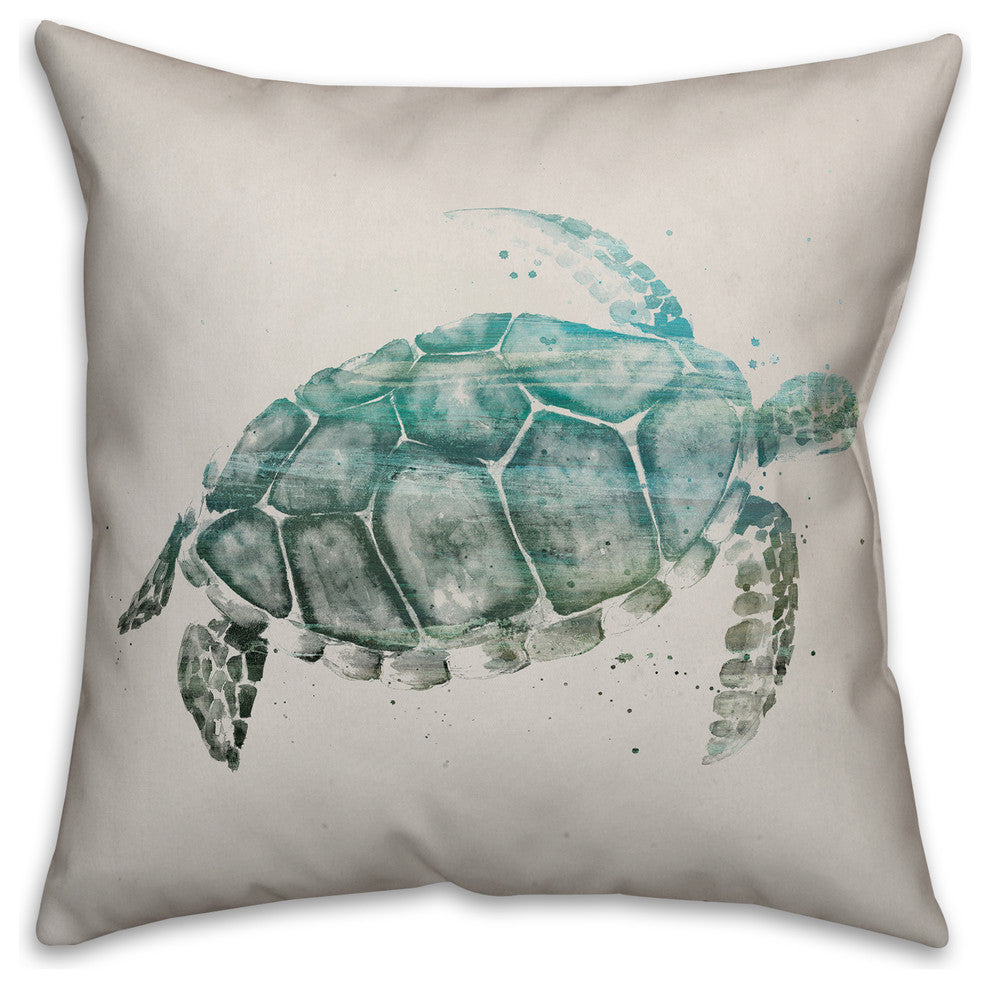 Watercolor Sea Turtle Spun Poly Pillow, 18x18