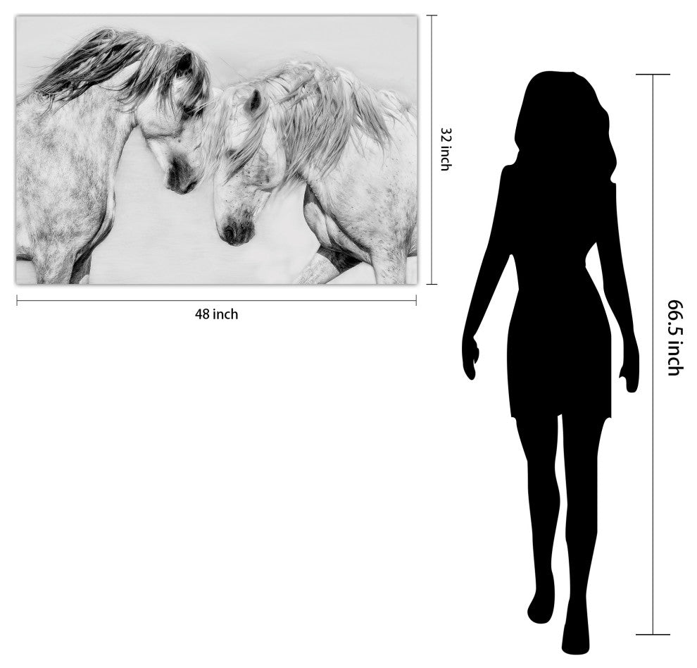 "Caballo Blanco Equine" Frameless Floating Tempered Glass Panel Graphic Wall Art