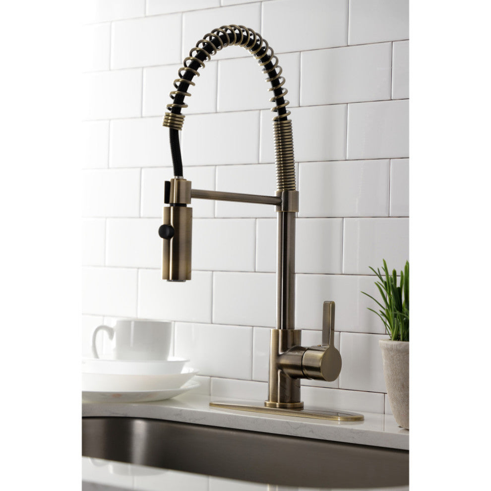 LS877CTLAB Continental Single-Handle Pre-Rinse Kitchen Faucet, Antique Brass