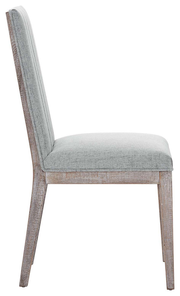 Maisonette French Vintage Tufted Fabric Dining Side Chairs Set of 2 - Light Gray