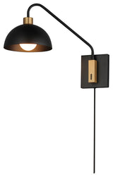 Maxim 10021 Thelonious 16" Tall Wall Sconce - Black / Natural Aged Brass
