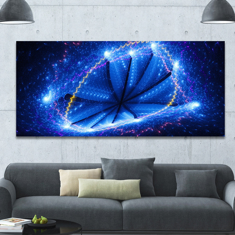 Blue Star Clusters, Oversized Abstract Canvas Wall Art, 60x28
