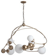 Sprig Circular Pendant, Soft Gold Finish, Opal Glass