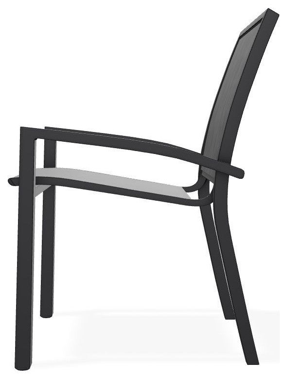 Kendall Sling Stackable Outdoor Dining Chair, Augustine Shadow/Black