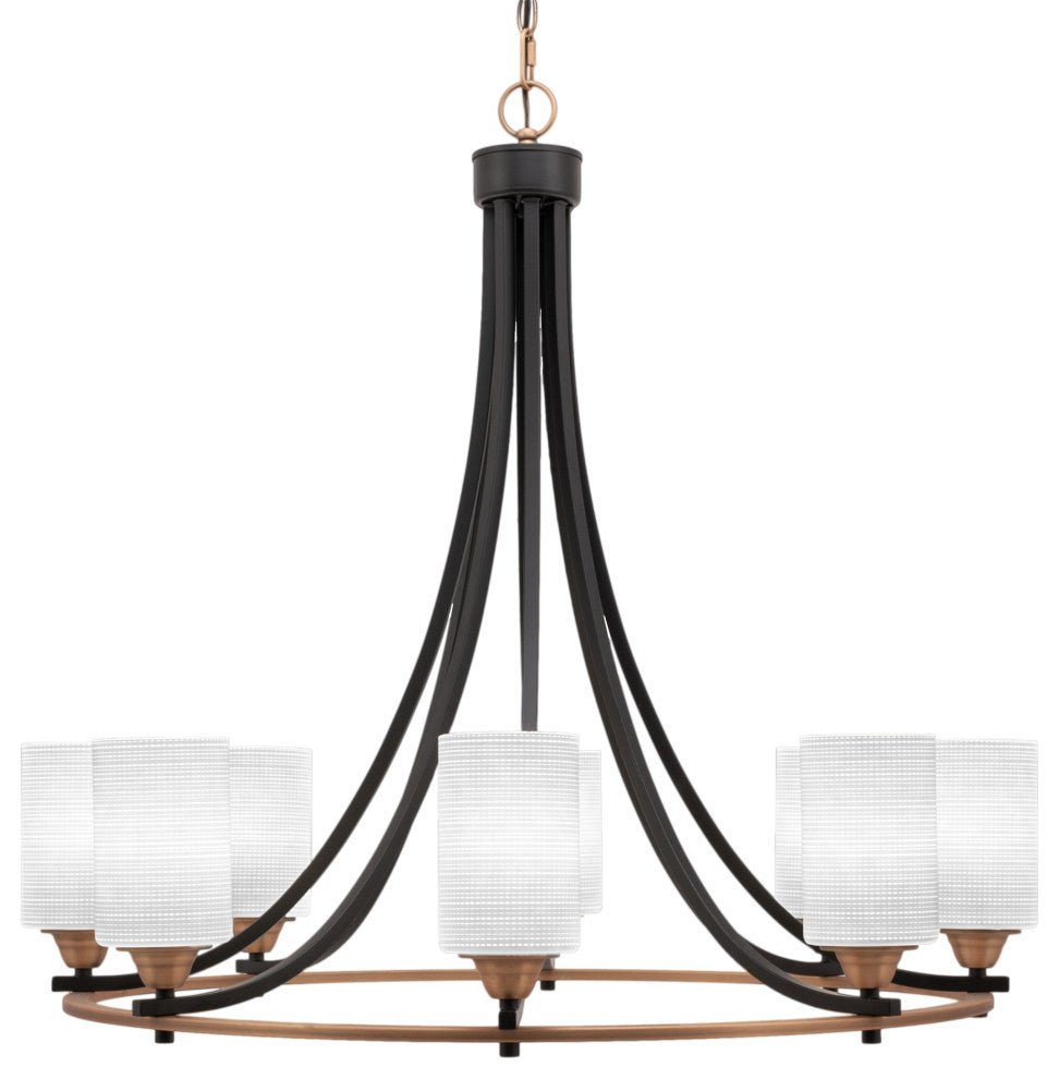 Paramount 8-Light Chandelier, Matte Black & Brass, 4" White Matrix Glass