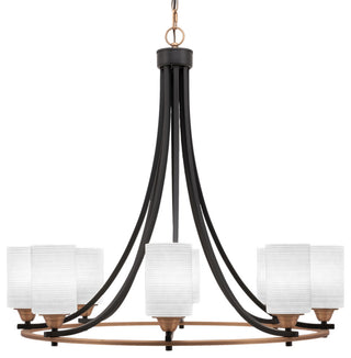Paramount 8-Light Chandelier, Matte Black & Brass, 4" White Matrix Glass