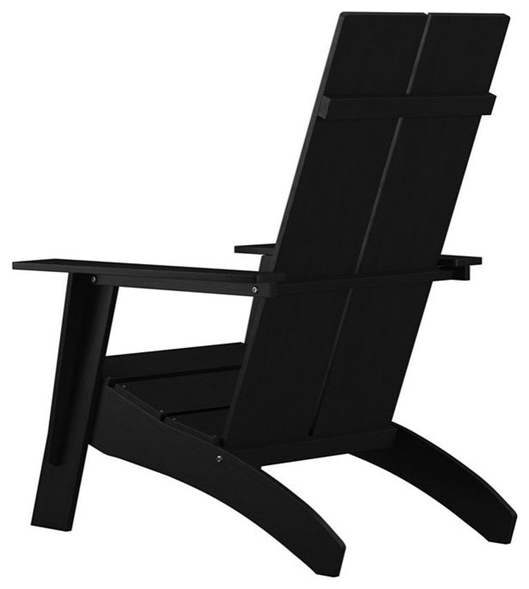 Sawyer Modern All-Weather Poly Resin Wood Adirondack Chair in Black