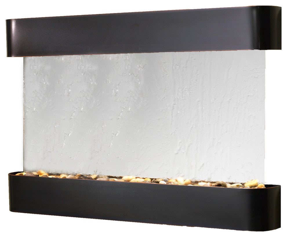 Sunrise Springs water fountain, Silver Mirror, Blackened Copper, Round
