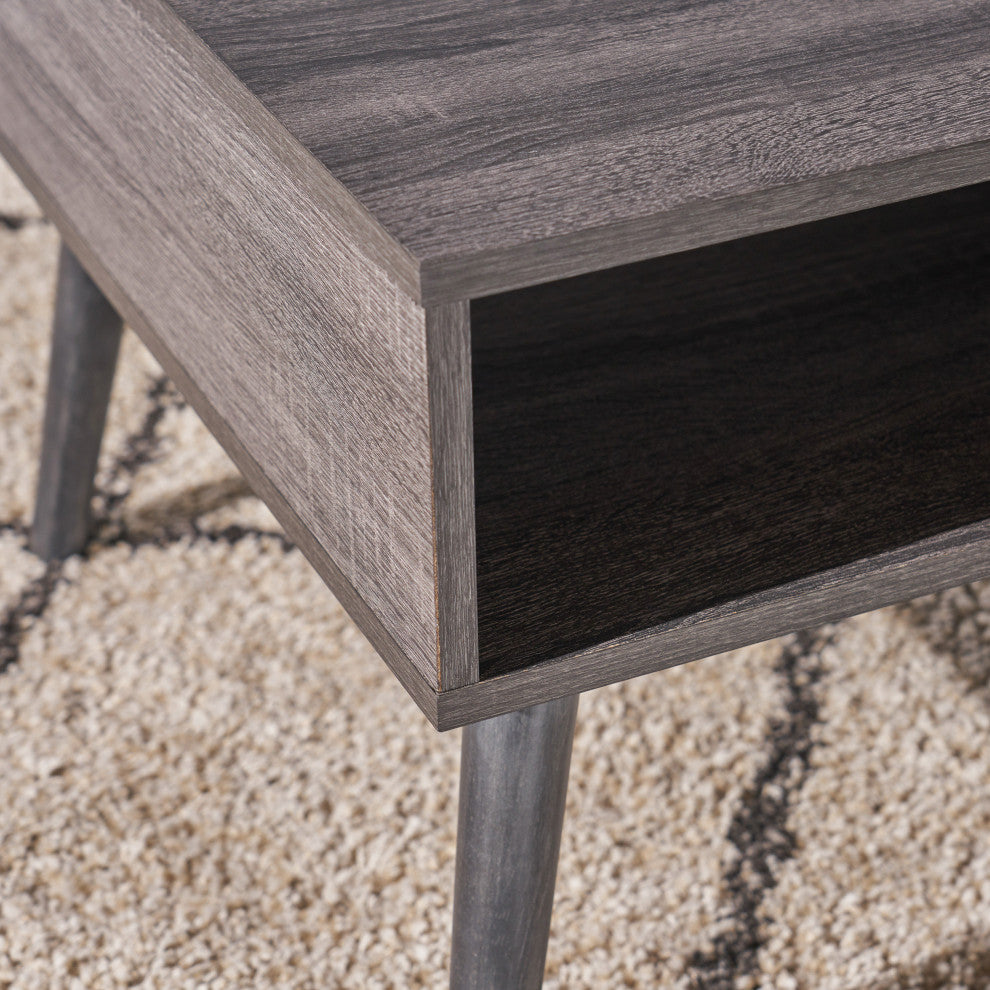 GDF Studio Savone Mid Century Modern Faux Wood Overlay Coffee Table, Gray Oak