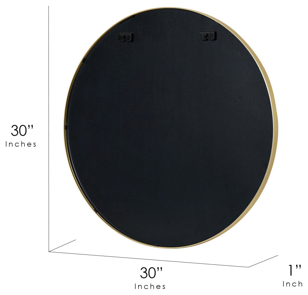 Gold Round Thin Metal Framed Decorative Hanging Mirror - 30 x 30