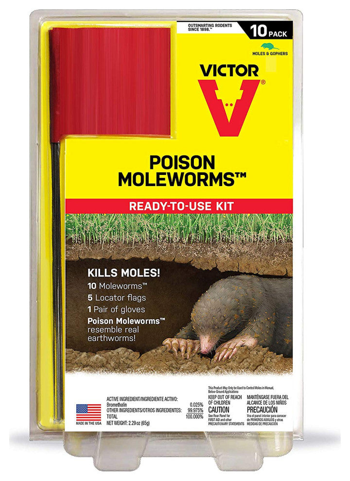 Victor M6009 Poison Moleworms Ready-To-Use Kit, 10-Pack