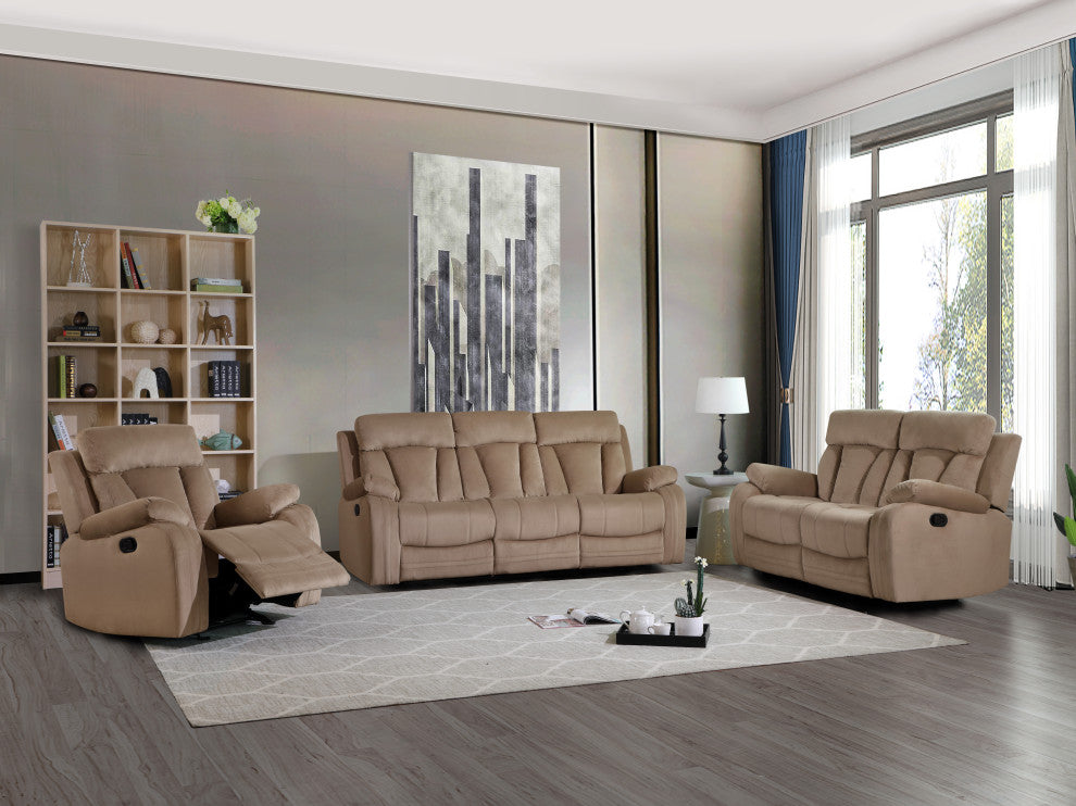 Axel Contemporary Microfiber Recliner, 3-Piece Set, Beige