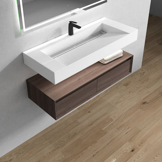 Alysa 48" Floating Bath Vanity, Acrylic Sink/Single Faucet Hole, Red Oak