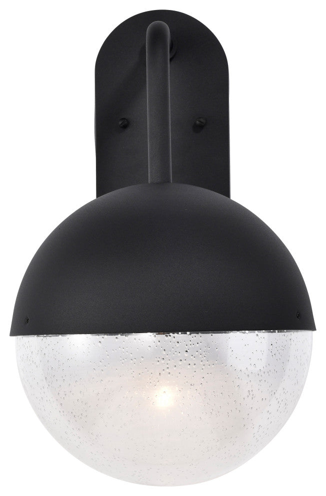 Atmosphere 10W LED Large Wall Lantern, Matte Black/Clear Seeded
