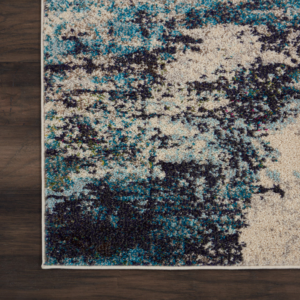 Nourison Celestial 6' x 9' Ivory/Teal Blue Modern Indoor Area Rug