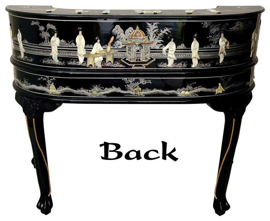 Black Lacquer Ladies Desk With Mother of Pearl