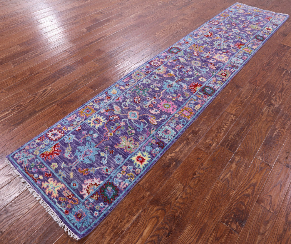 Runner Turkish Oushak Handmade Wool Rug 2' 8" X 12' 9" - Q15927