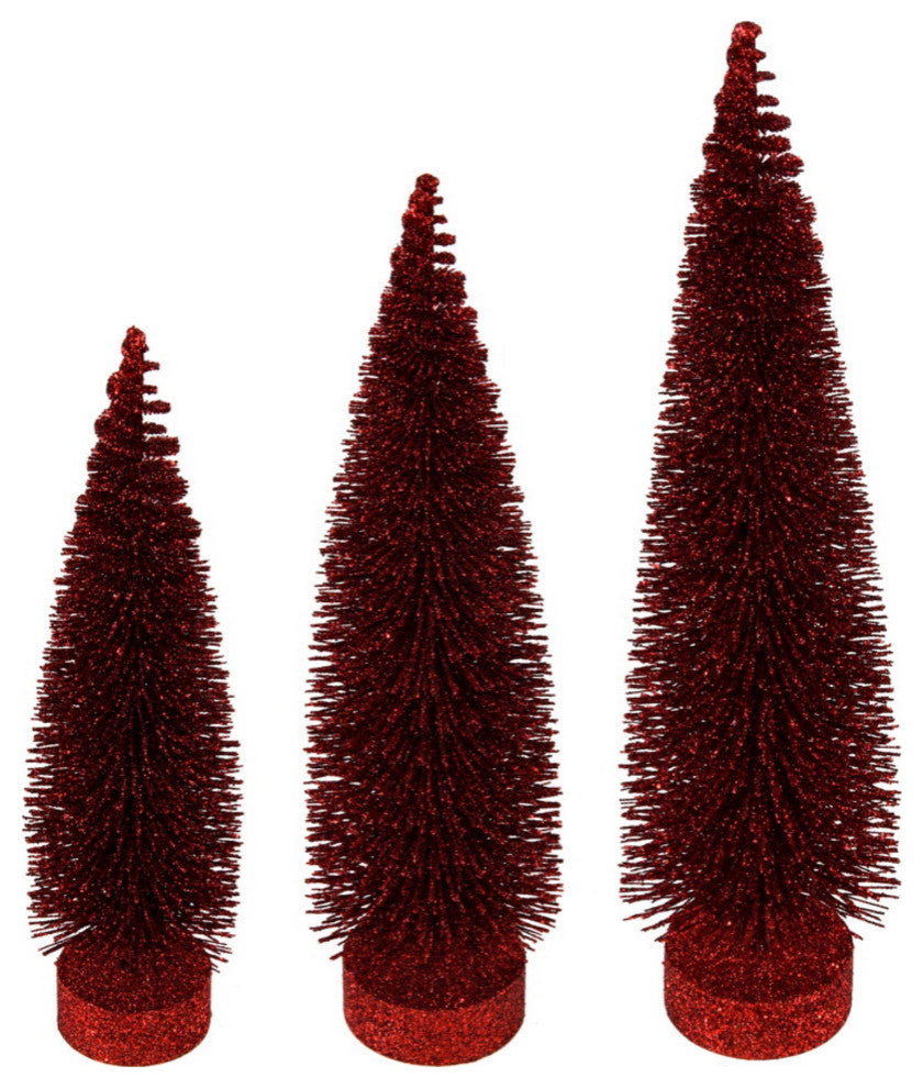 12"-14"-16" Burgundy Glit Oval Tree 3-Pack