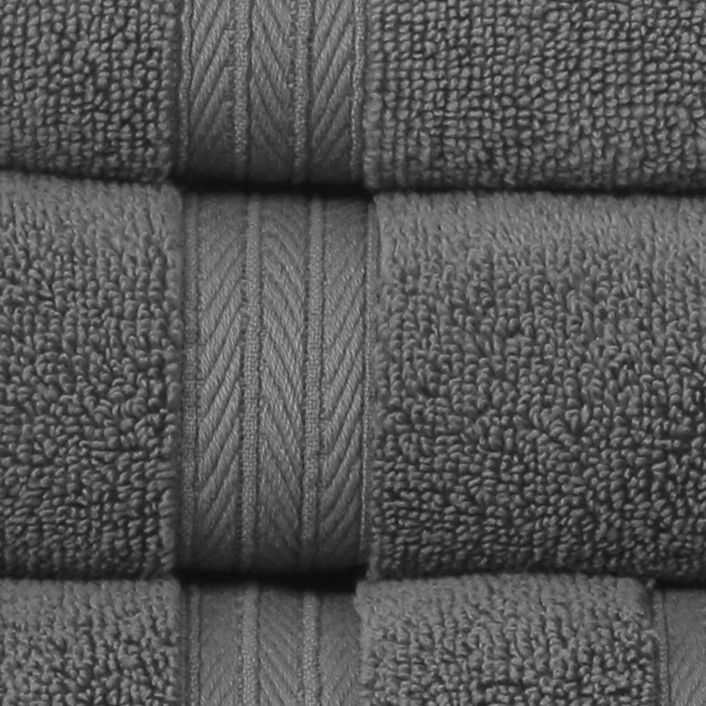 Elegance Essentials 550GSM 100% Cotton Wash Cloth, Set of 12, 13"x13", Dark Grey