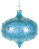 3" Matte Aqua Onion Ornament With Aqua Glitter Accents