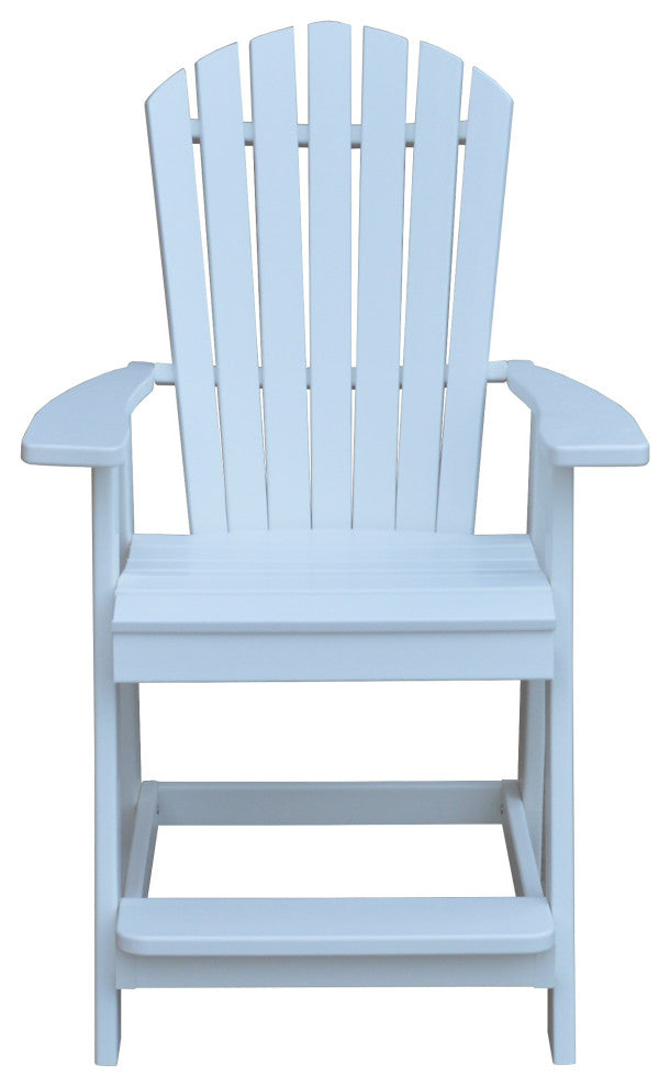 Poly Lumber Adirondack Chair with Arms, White, Counter Height