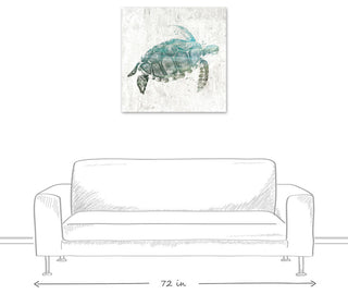 Turquoise Sea Turtle Canvas Wall Art, 30"x30"