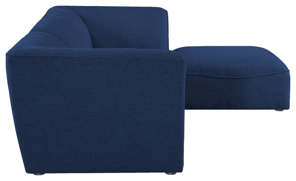 Miramar Linen Textured Fabric  4-Piece Modular L-Shaped Sectional, Navy