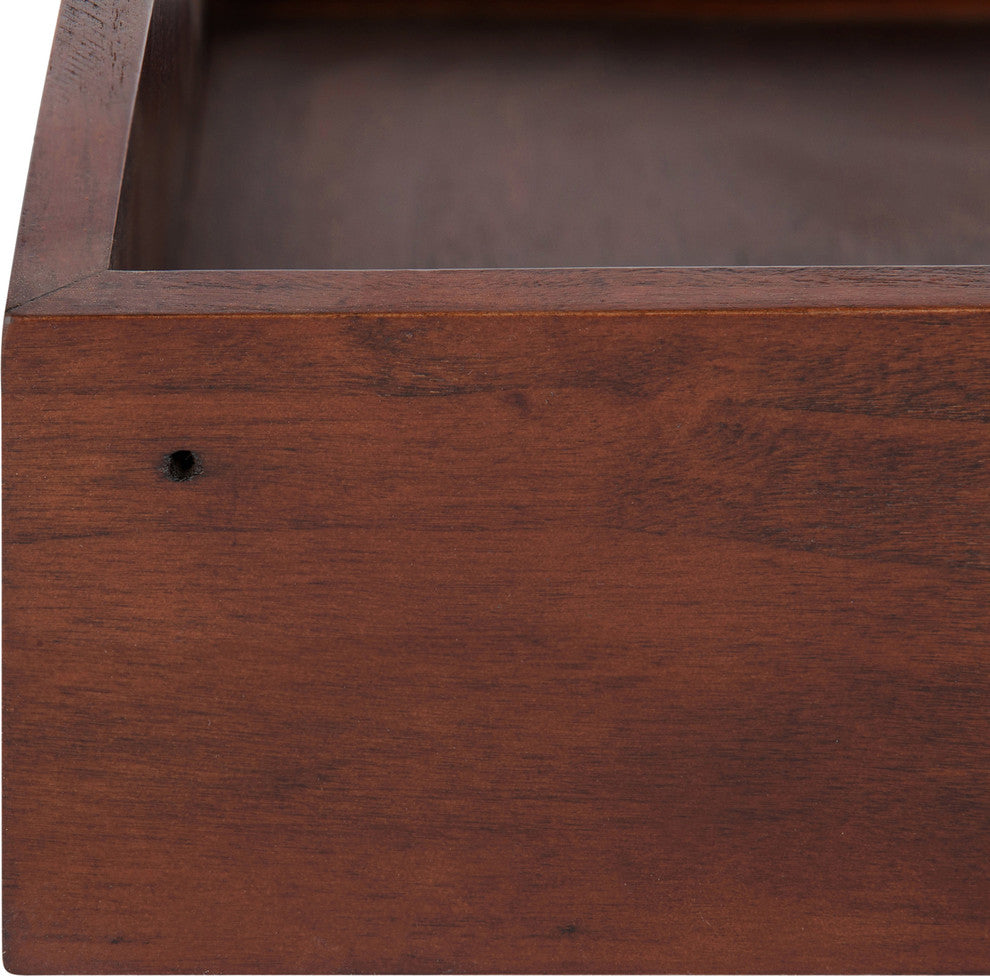 Levie Floating Corner Wood Wall Shelf Set, Walnut Brown