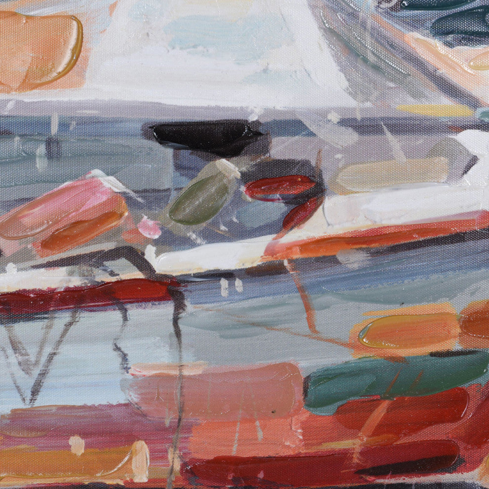 Lazy Summer Days Boat Dock Art Print on Canvas- Framed