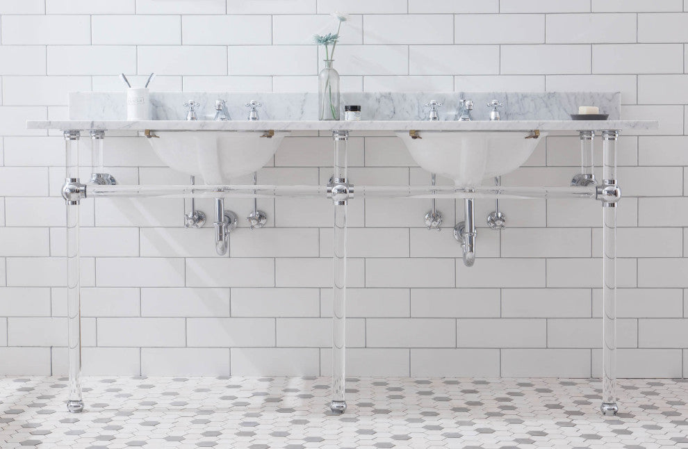 Embassy 72" Double Wash Stand, P-Trap, Countertop With Basin, Faucet, Mirror