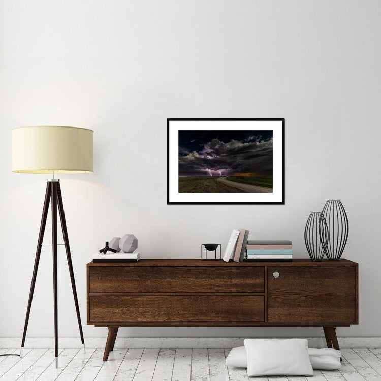 "Prairie Lightning" Framed Digital Print by Christian Skilbeck, 38"x28"