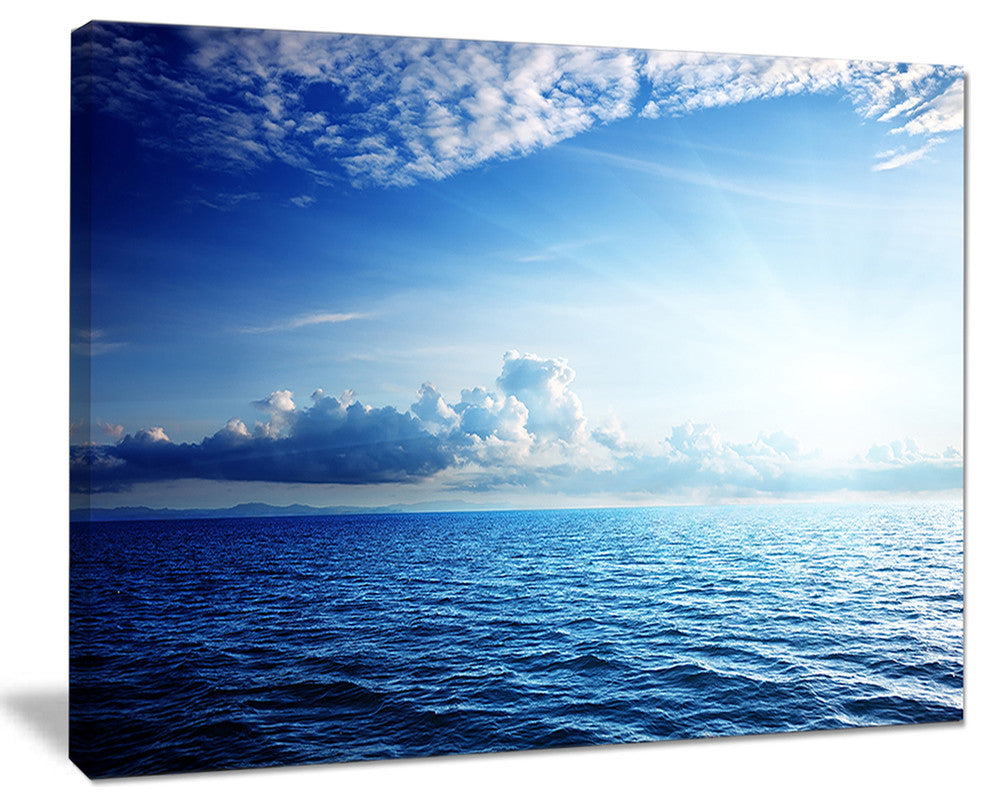 "Blue Caribbean Sea And Perfect Blue Sky" Seascape Art Canvas, 20"x12"