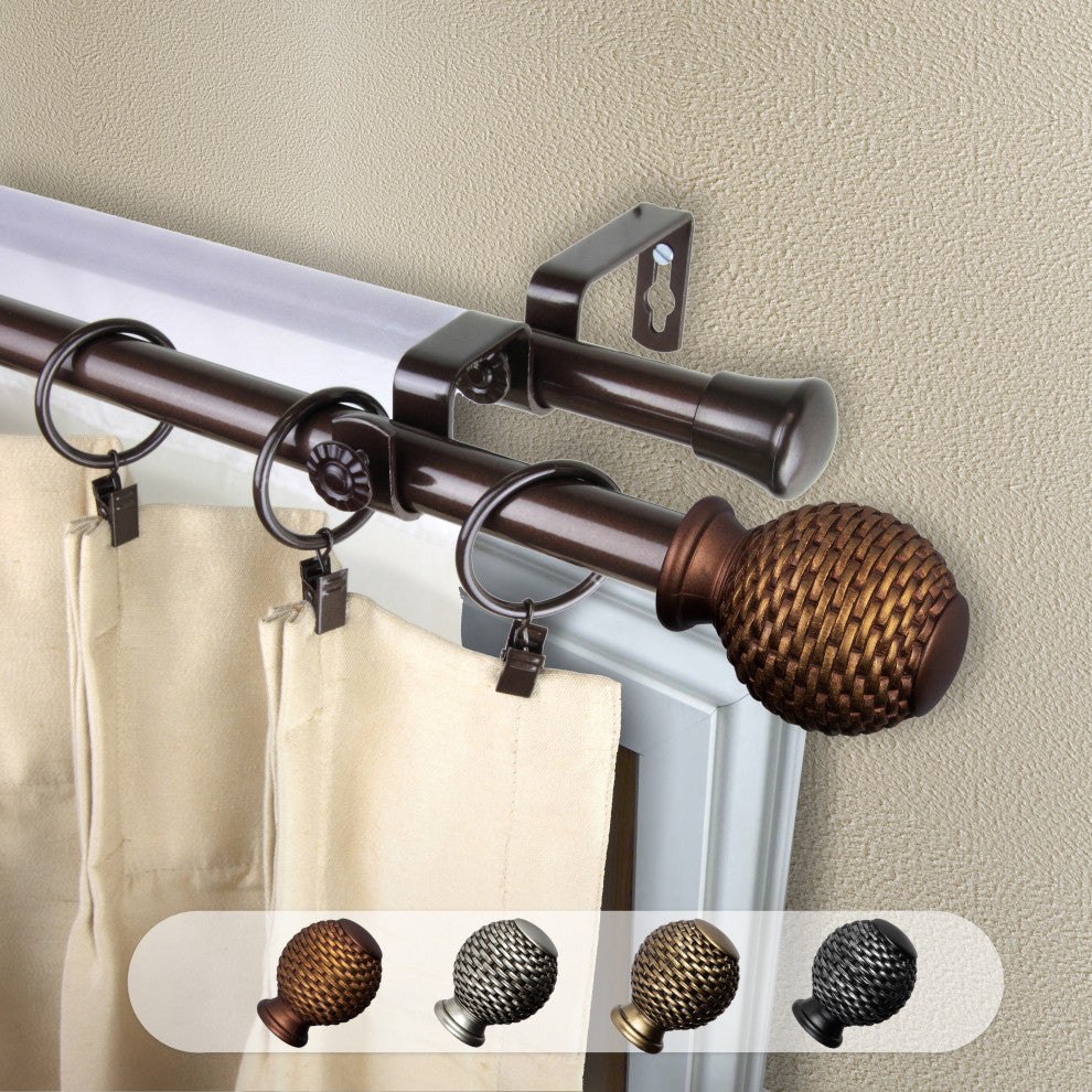 Vanna 13/16" Double Curtain Rod Cocoa