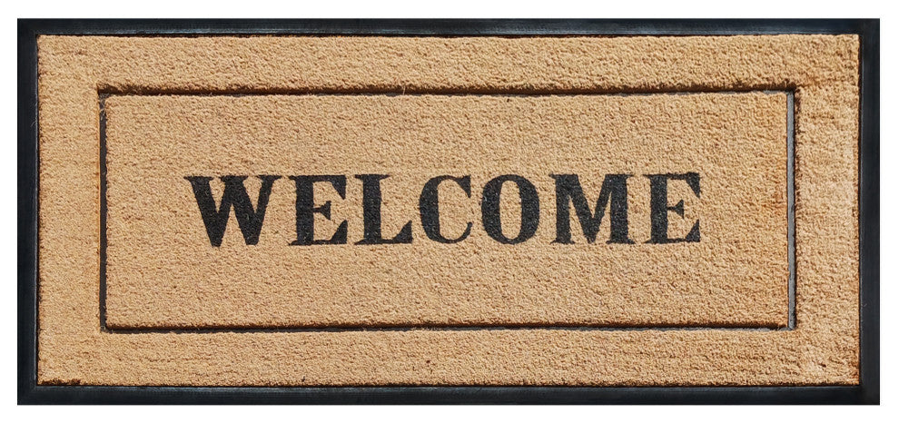 Natural Coir & Rubber Extra Large Doormat 30x60, Picture Frame Welcome