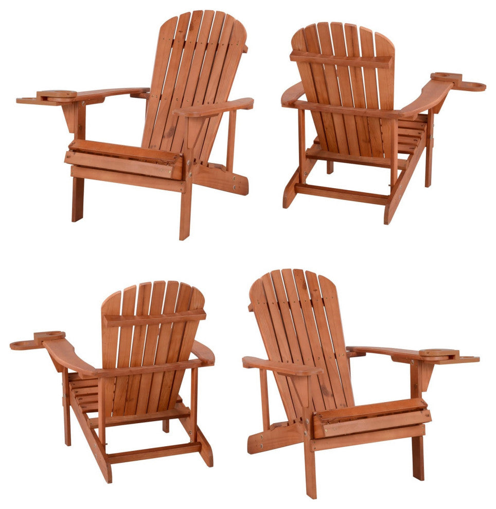 Earth Collection Adirondack Chair With phone and cup holder, Walnut, Four Adiron