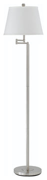 150W 3 Way Andros Metal Swing Arm Floor Lamp, Brushed Steel Finish, Off White