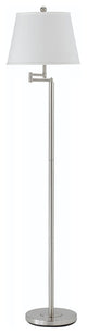 150W 3 Way Andros Metal Swing Arm Floor Lamp, Brushed Steel Finish, Off White