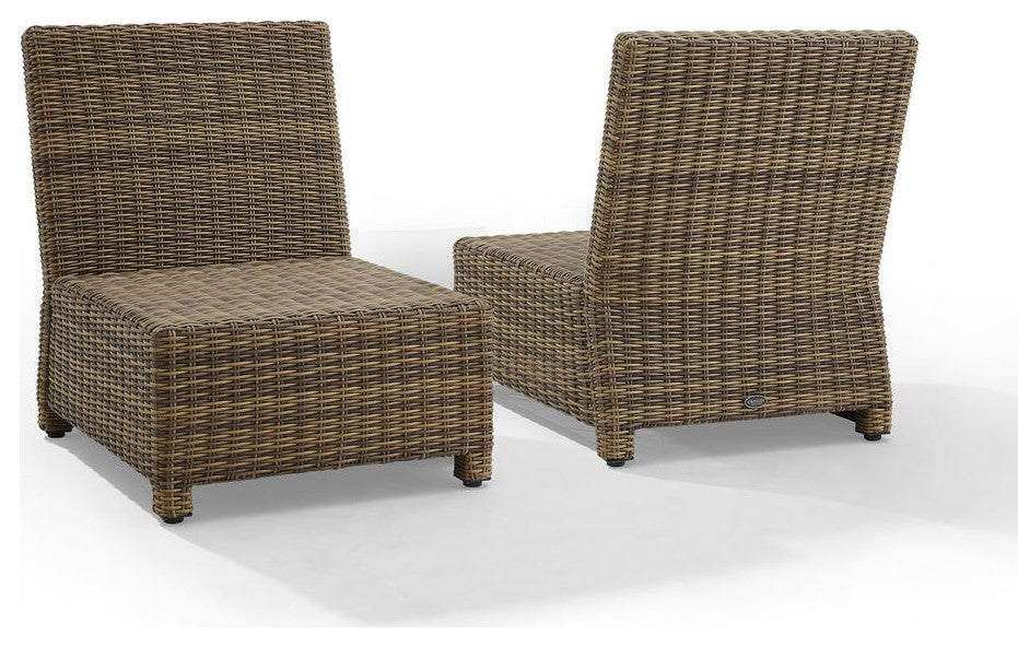Bradenton 2Pc Outdoor Wicker Chair Set Navy/Weathered Brown - 2 Armless Chairs
